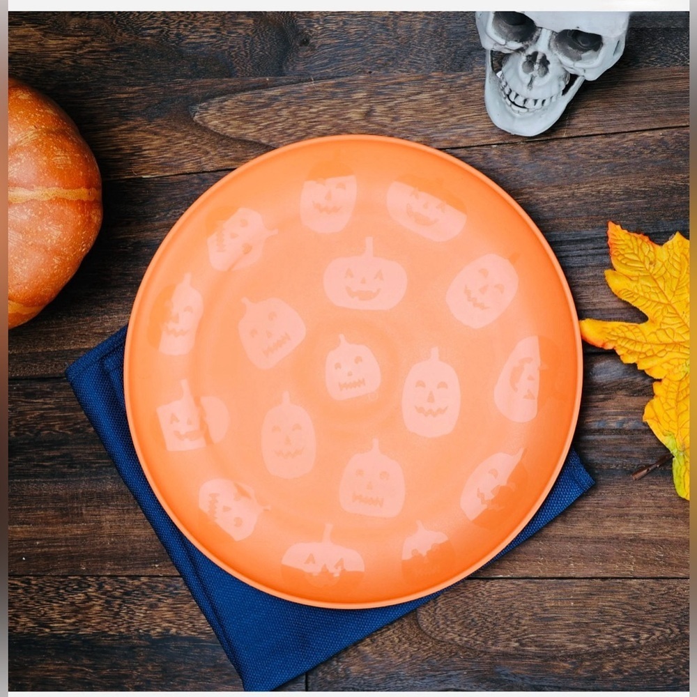 💐🎃Jack-O-Lantern Etched 3 Piece Dinnerware Set- 1x Dinner Plate Bowl Cup🎃🎃 - Picture 3 of 16